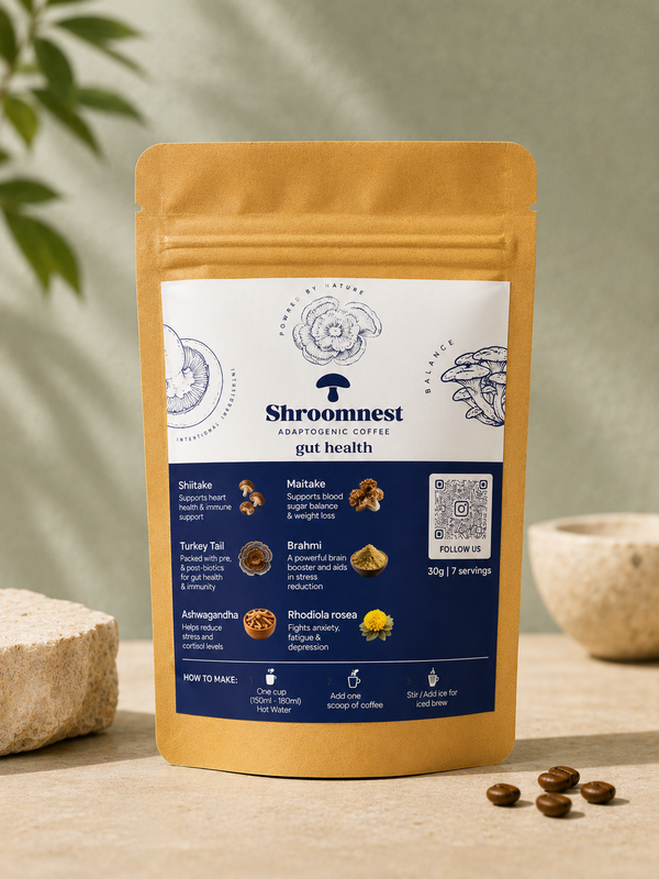 Shroomnest Gut Health Sample Pack — Turkey Tail, Shiitake & Maitake mushroom coffee trial size, India