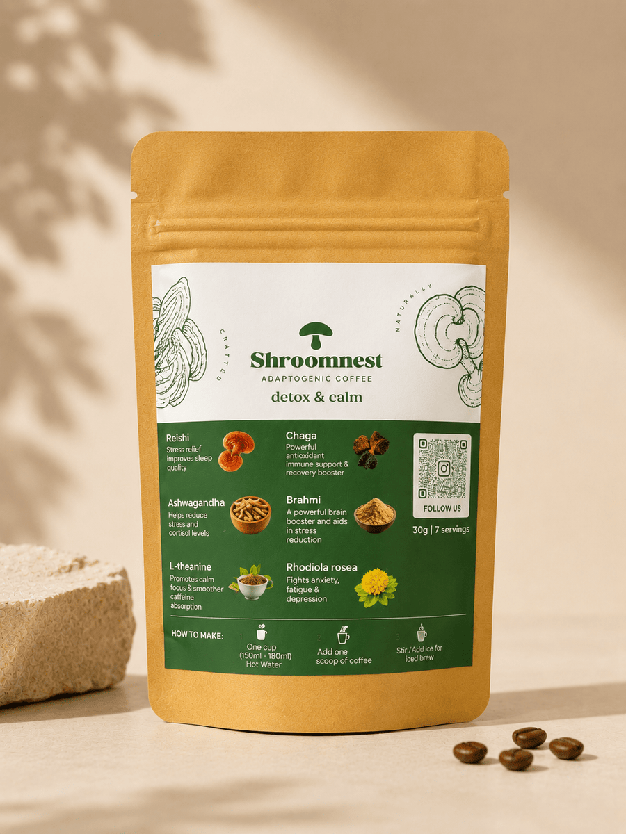Shroomnest Detox & Calm Sample Pack — Reishi + Chaga mushroom coffee trial size, India