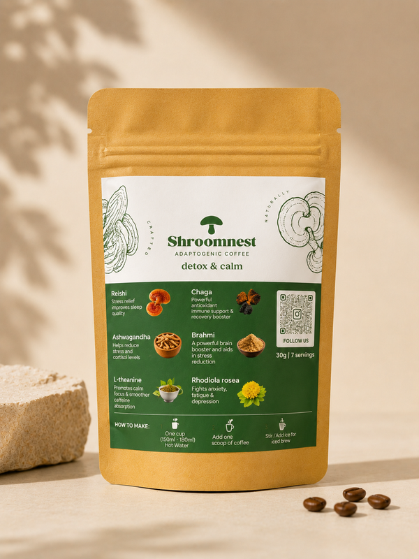 Shroomnest Detox & Calm Sample Pack — Reishi + Chaga mushroom coffee trial size, India