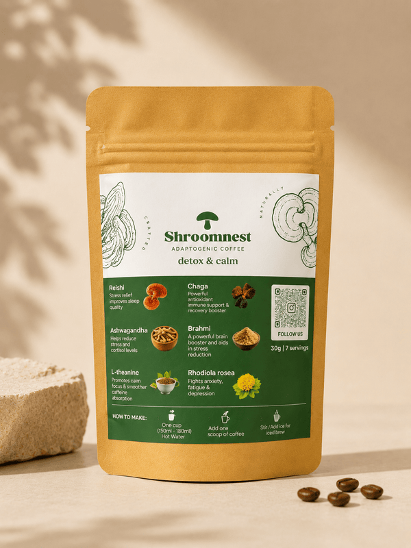 Shroomnest Detox & Calm Sample Pack — Reishi + Chaga mushroom coffee trial size, India